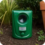 Repelente Ultrassónico com Sensor – Em uso num Jardim com Plantas - Ecoced