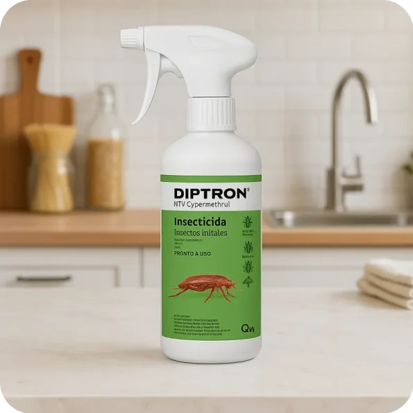 Inseticida Diptron RTU 500 ml em ambiente de cozinha – Ação imediata contra pragas - Ecoced