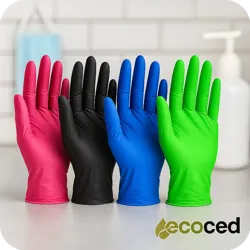 Luvas de Uso Único Coloridas – Magenta, Preto, Azul e Verde – Ecoced - Ecoced