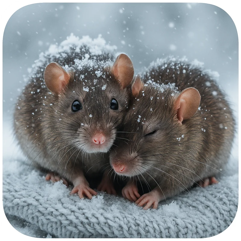 ratos com frio no inverno juntos à procura de abrigo dentro de casa